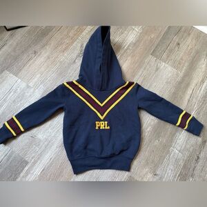 Polo Ralph Lauren Kids Fleece Hoodie Sweatshirt Cricket Stripe Navy Blue Yellow